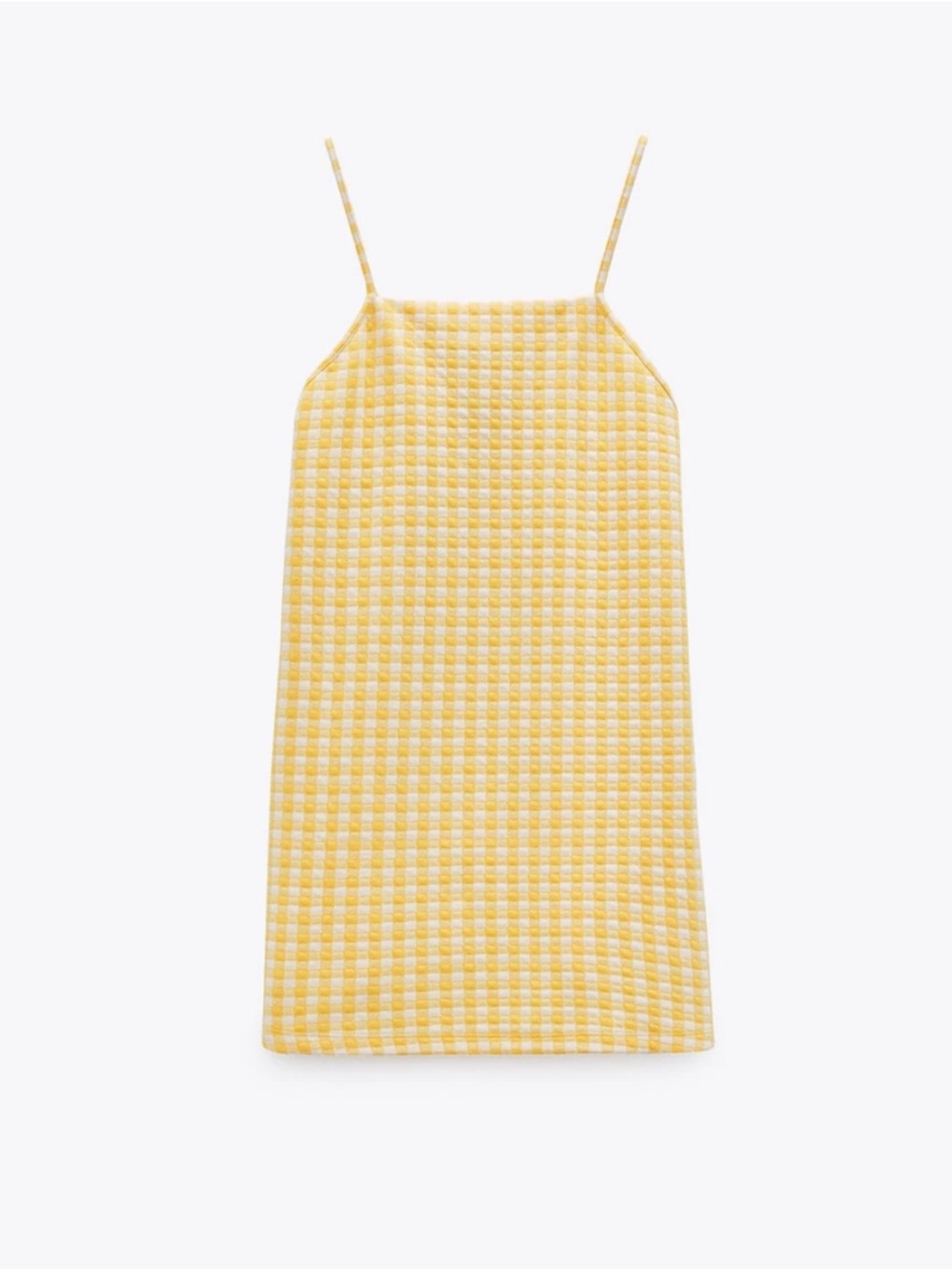 Zara Yellow Gingham Shift Mini Dress EUC - Picture 2 of 9